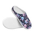 thumbnail image 3 of Daiia cool Skull flower Print Women’s Fuzzy Slippers Memory Foam Lightweight House Shoes Cozy Loafer Flannel House Shoes-39/40, 3 of 7