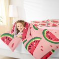thumbnail image 4 of Manfei Red Kawaii Watermelon Queen Comforter Set, Cartoon Fruit Print Bedding Comforter Set, Teen Boy Girl Kid Reversible Bedding Set, Microfiber Bedroom Decor, 3 Pieces, 4 of 8