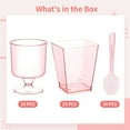 thumbnail image 5 of 50 Pcs Pink 5 oz Plastic Dessert Cups with Spoons, Mini Parfait and Charcuterie Cups for Party and Wedding, Includes Rectangular and Pedestal Cups, Disposable Reusable Vasitos para Postres, 5 of 5