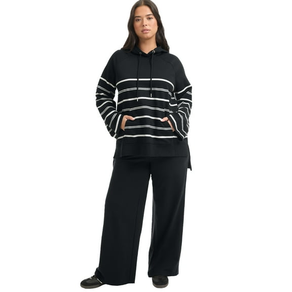June & Vie Women's Plus Size Bell-Sleeve French Terry Sweatshirt