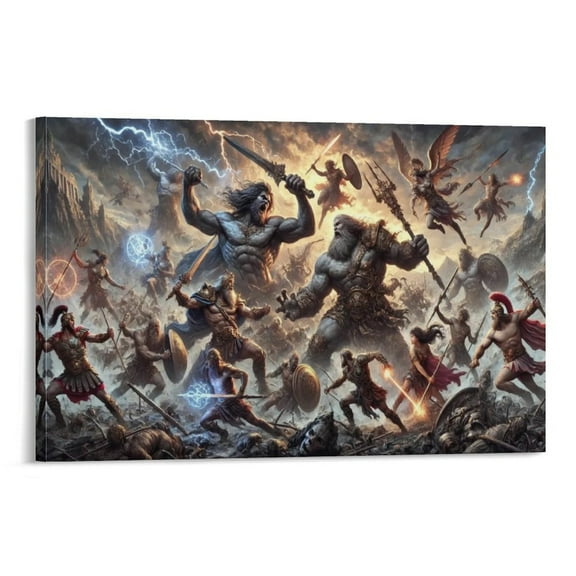 Greek Mythology Poster Battle of Titans Wall Art Poster Gifts Bedroom Prints Home Decor Hanging Picture Canvas Painting Posters 08x12inch(20x30cm)