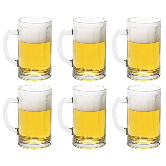 Vikko Beer Mug, Set of 6 Glass Beer Mugs, 17 Ounce, Dishwasher Safe Durable Drinking Glass for Craft Brews, Beer or Water