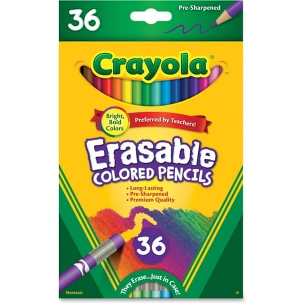Crayola 681036 3,3 mm Crayons de Bois de Couleur Effaçables et Assortis - 36 Couleurs par Set
