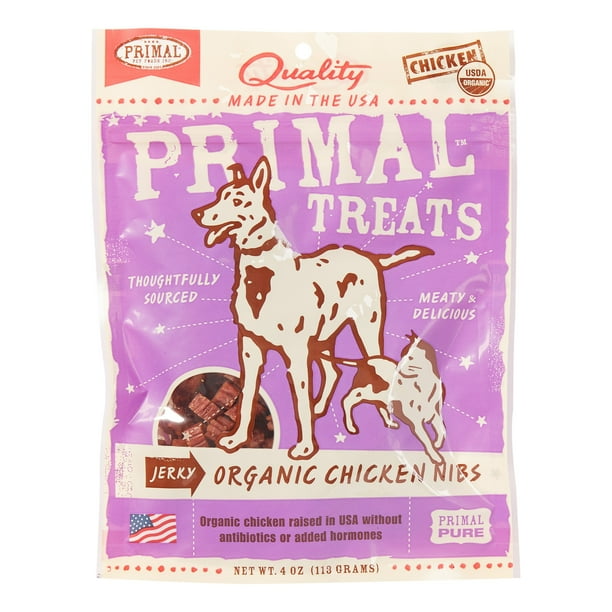 Primal Pet Foods GrainFree Jerky Organic Chicken Nibs Dry Dog & Cat