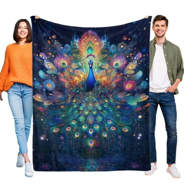 Peacock (Pavo Real) anti-pilling, suave, ligera, esponjosa y acogedora de lujo para hogar y cocina – Perfecta para niños y adultos,150X200cm