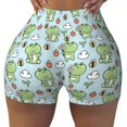 thumbnail image 2 of Haiem Cute Floral Frog No Front Seam Biker Shorts for Women Yoga Workout Gym Bike Shorts with Tummy Control Moisture-Wicking-X-Large, 2 of 9