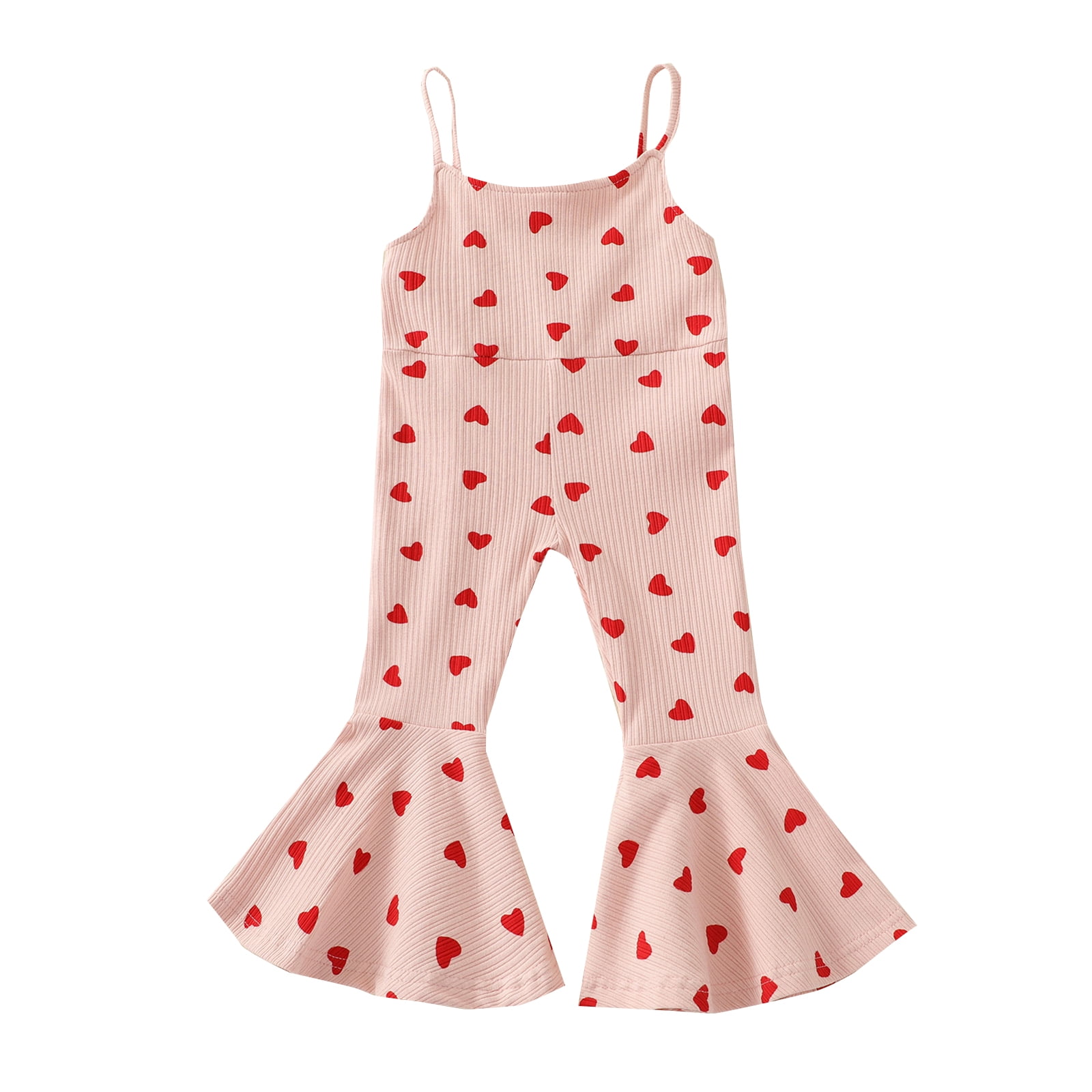 Valentine's Day Outfits Baby Girl Ribbed Sleeveless Bell-Bottoms