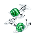 thumbnail image 1 of Gemelos de acero blanco galvanizado con diseño de caracol verde, 1 of 1