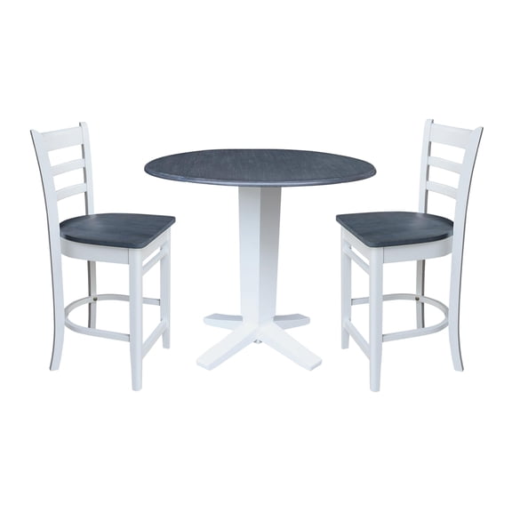 International Concepts 42" Round Drop Leaf Table with Two Stools