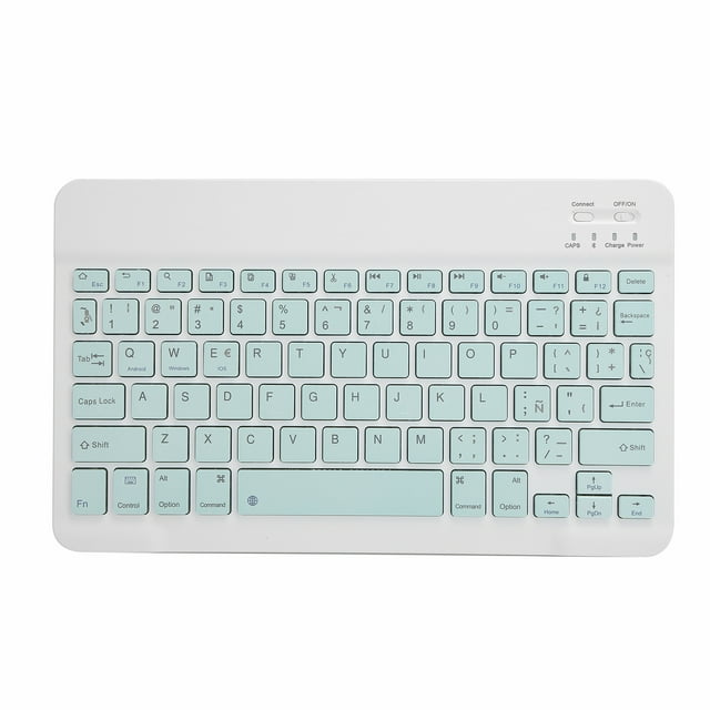 Teclado inalámbrico Bluetooth Bling Bling para máquina de escribir compatible con dispositivo universal de 10 pulgadas color verde claro español