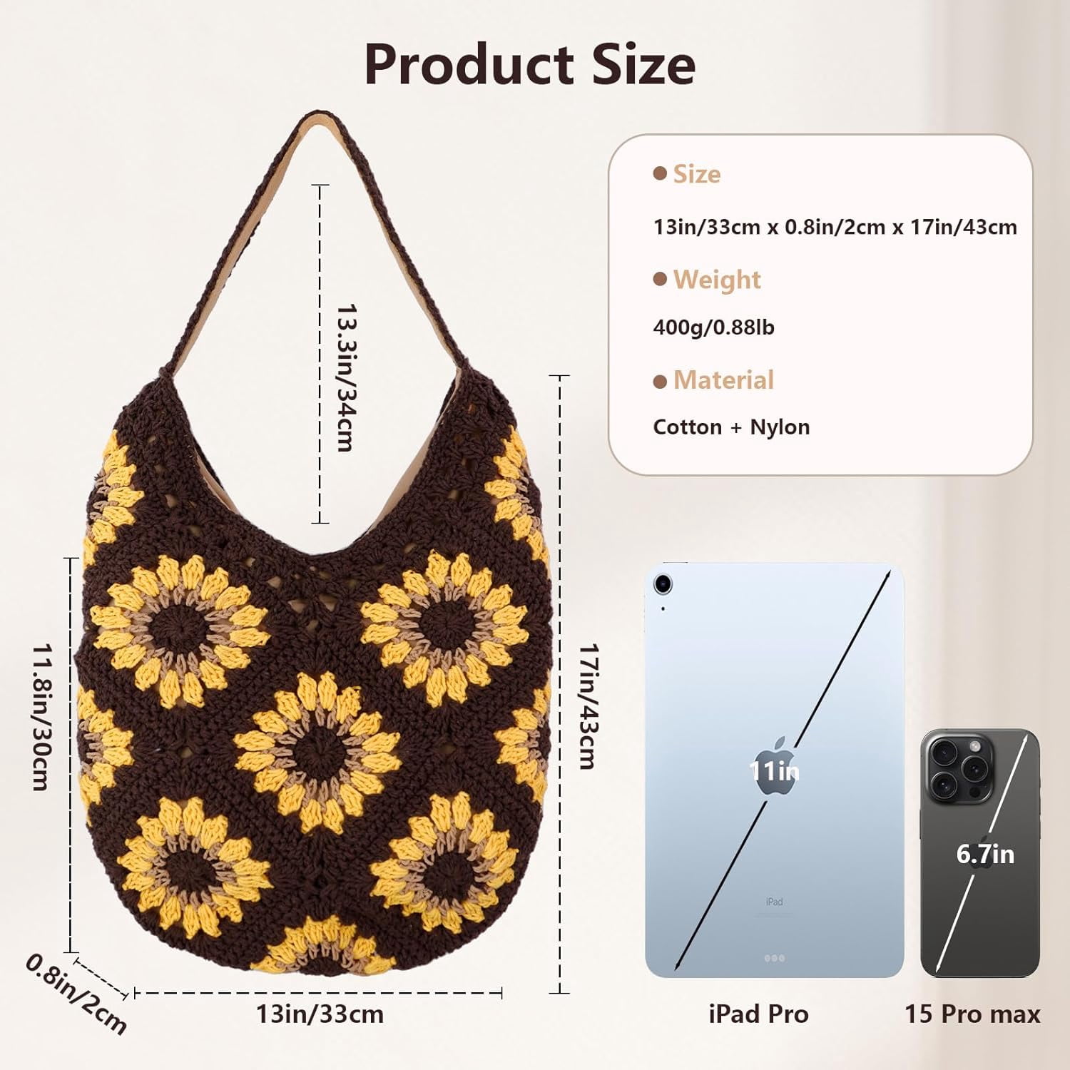 Crochet Beach Tote Bag for Women Summer Knitted Shoulder Bag Cute Beach Bag Mesh Tote Bag for Vocation