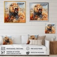 thumbnail image 4 of Designart "Serenade of Wild Lion Portrait III" Animals Framed Wall Art - Traditional Orange Lion Hallway Framed Wall Art Decor, 4 of 6