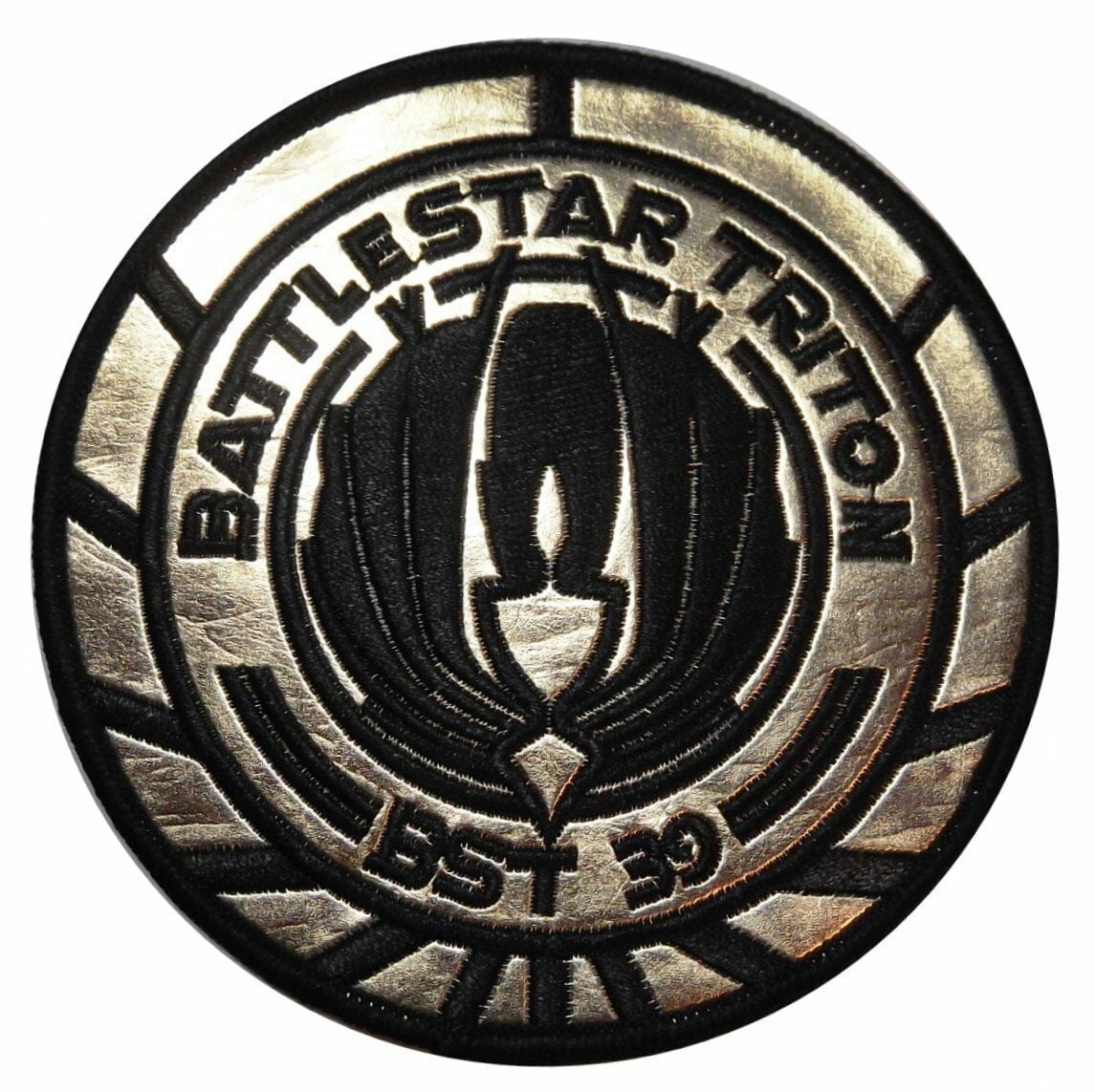 New Battlestar Galactica BST 39 Triton Officer Gold Foil Shoulder Patch UNUSED