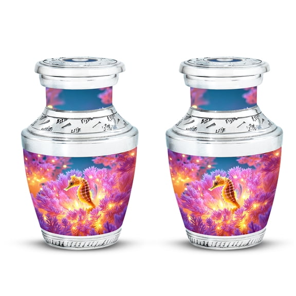 YATSKIA Lightning Sea Horse Mini Cremation Urn for Ashes Adult Brother and Sister, Small Urns for Human Ashes Keepsake, (Tasty Pack of 2, 3 Inch)