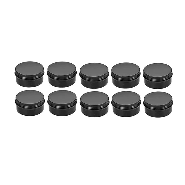 10 Paquetes de Tarros VacíOs de 80 Ml, Latas de Aluminio Redondas Negras con Tapa de Rosca, Latas de Acero MetáLico, Caja de Latas de BáLsamo Labial, Envases CosméTicos