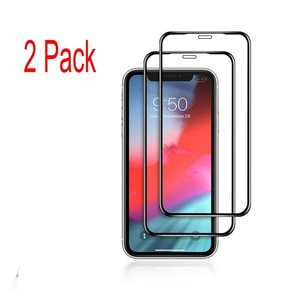 2 Pack Tempered Glass Screen Protector For iPhone XS Max [Case Friendly][Full Screen Coverage][HD Clear][9H Hardness][Anti-Fingerprint], Black
