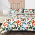thumbnail image 4 of JOLUSERE Housse de Couette Grand, Ensemble de Housse de Couette Réversible 3 Pcs Motif Feuille Doux Respirant, Vert Orange, 4 of 8