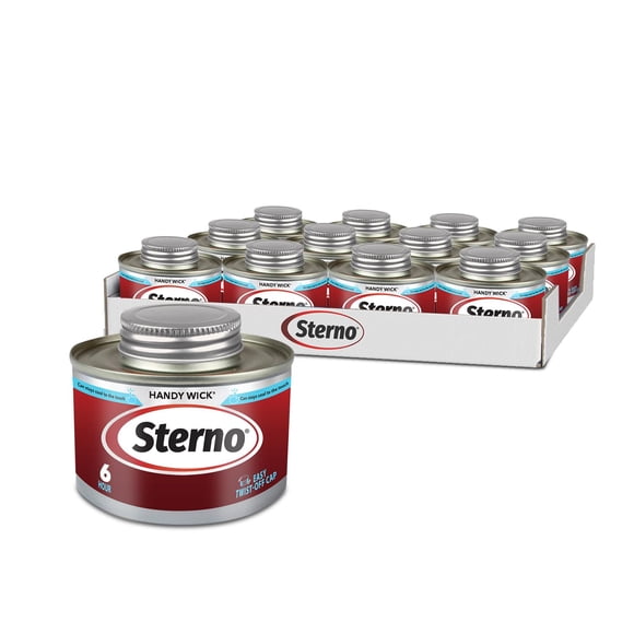 Sterno Fuel Cans - 6-Hour Burn, (12-Pack) Professional Safe Warmers for Food Trays & Buffet Set Chafing Dishes - Reusable Gel Burners, Twist Chafer C
