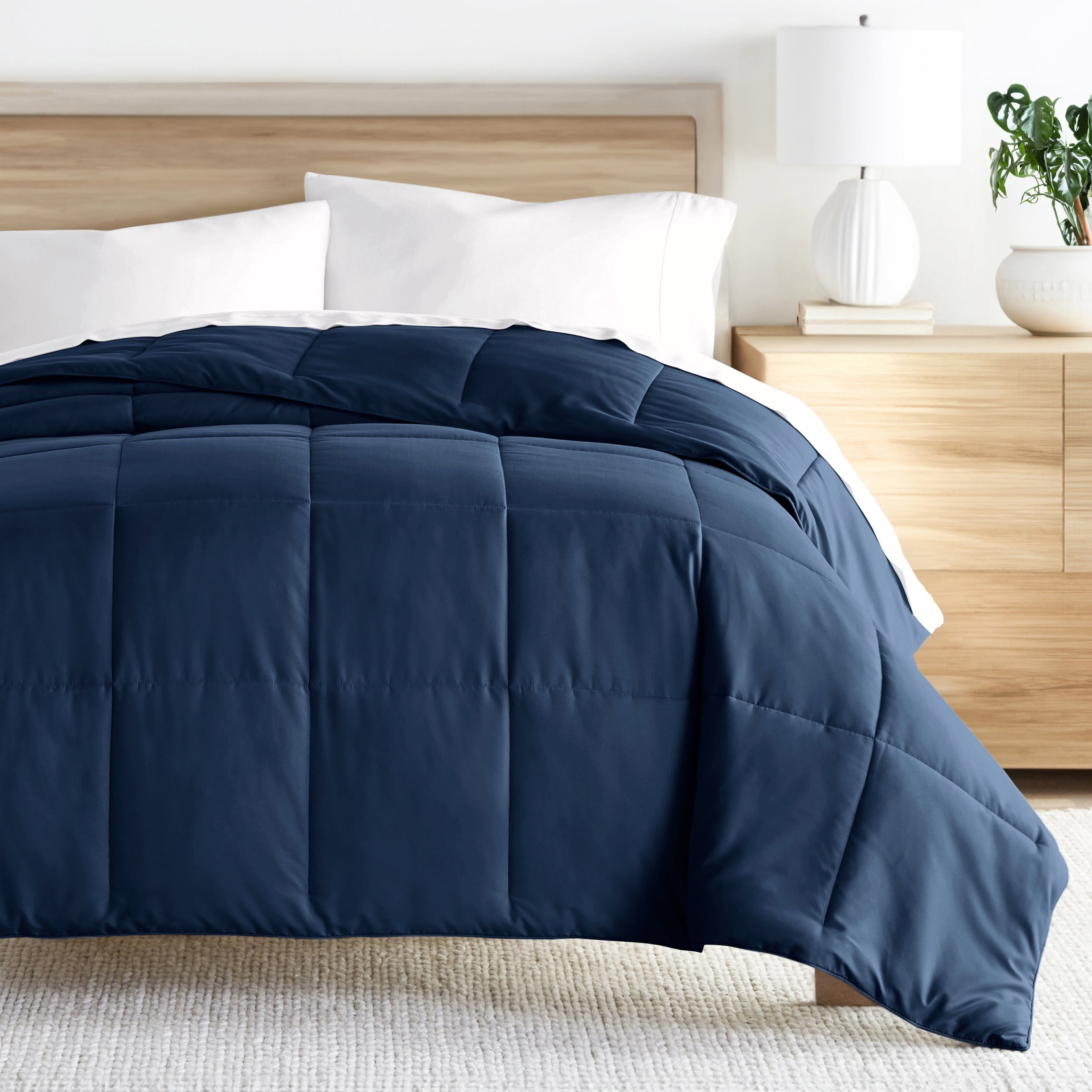 Noble Linens Navy All Season Alternative Down Solid Comforter, Twin/Twin XL