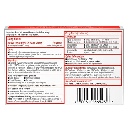 Sudafed Sinus Congestion Maximum Strength Decongestant Tablets, 48 ct