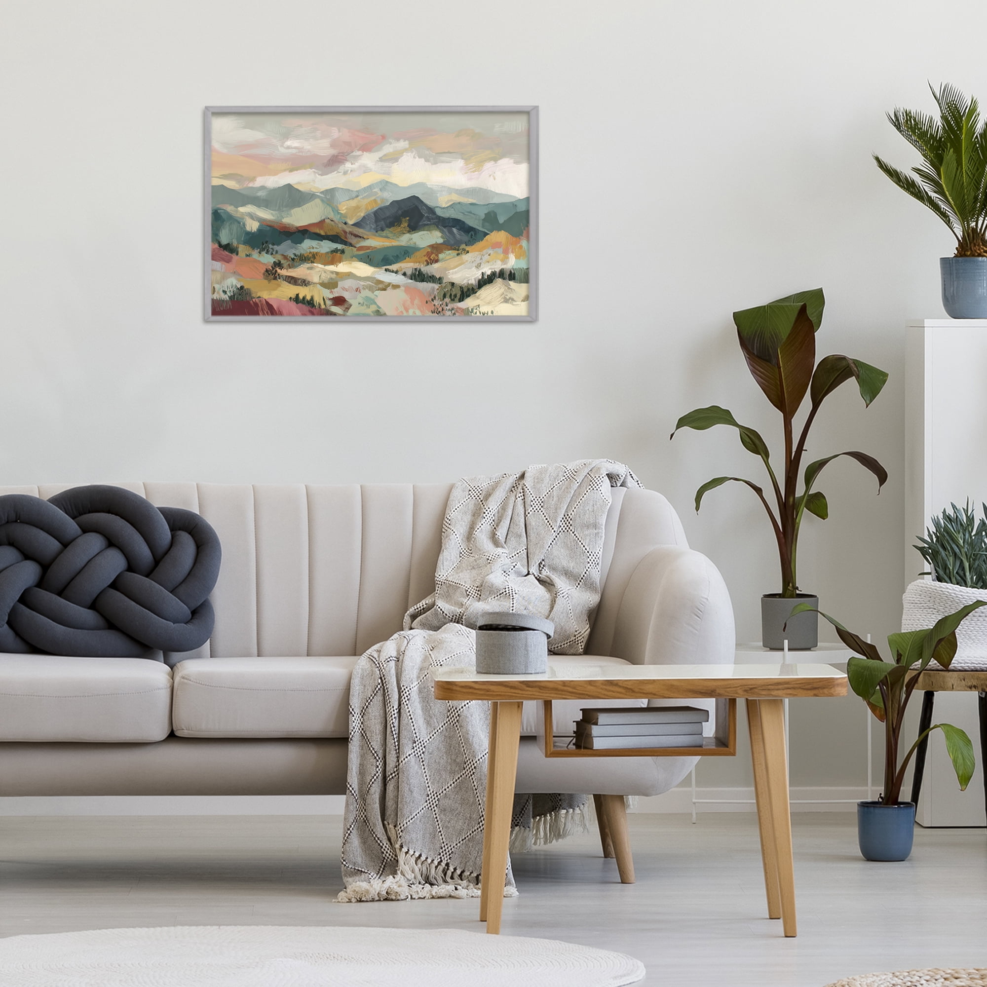 Stupell Industries Mountain Valley Vista Gray Framed Giclee Art, design by Chromatic Storm Studio