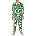 thumbnail image 3 of Balery Leopard print St. Patrick's Day Pijama para Hombre de Dos Piezas con Manga Larga, Conjunto de Dormir y Descanso Suave con Bolsillos-XX-Large, 3 of 7