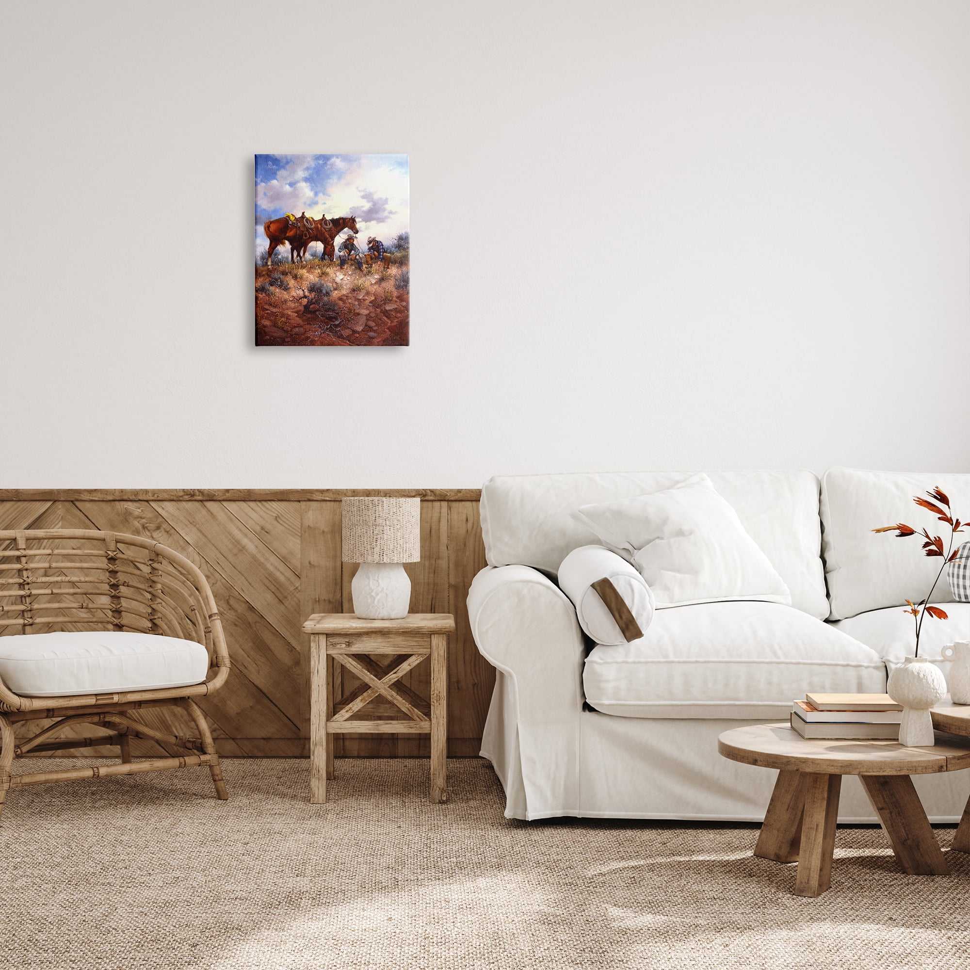 Stupell Industries Cowboys & Horses Landscape Animals & Insects Painting Gallery Wrapped Canvas Print Wall Art, 16 x 20