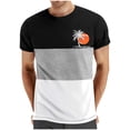 thumbnail image 1 of Chemises pour Hommes, T-Shirt à Manches Courtes Col Rond Patchwork Imprimé Entraînement Physique Sports, 1 of 4
