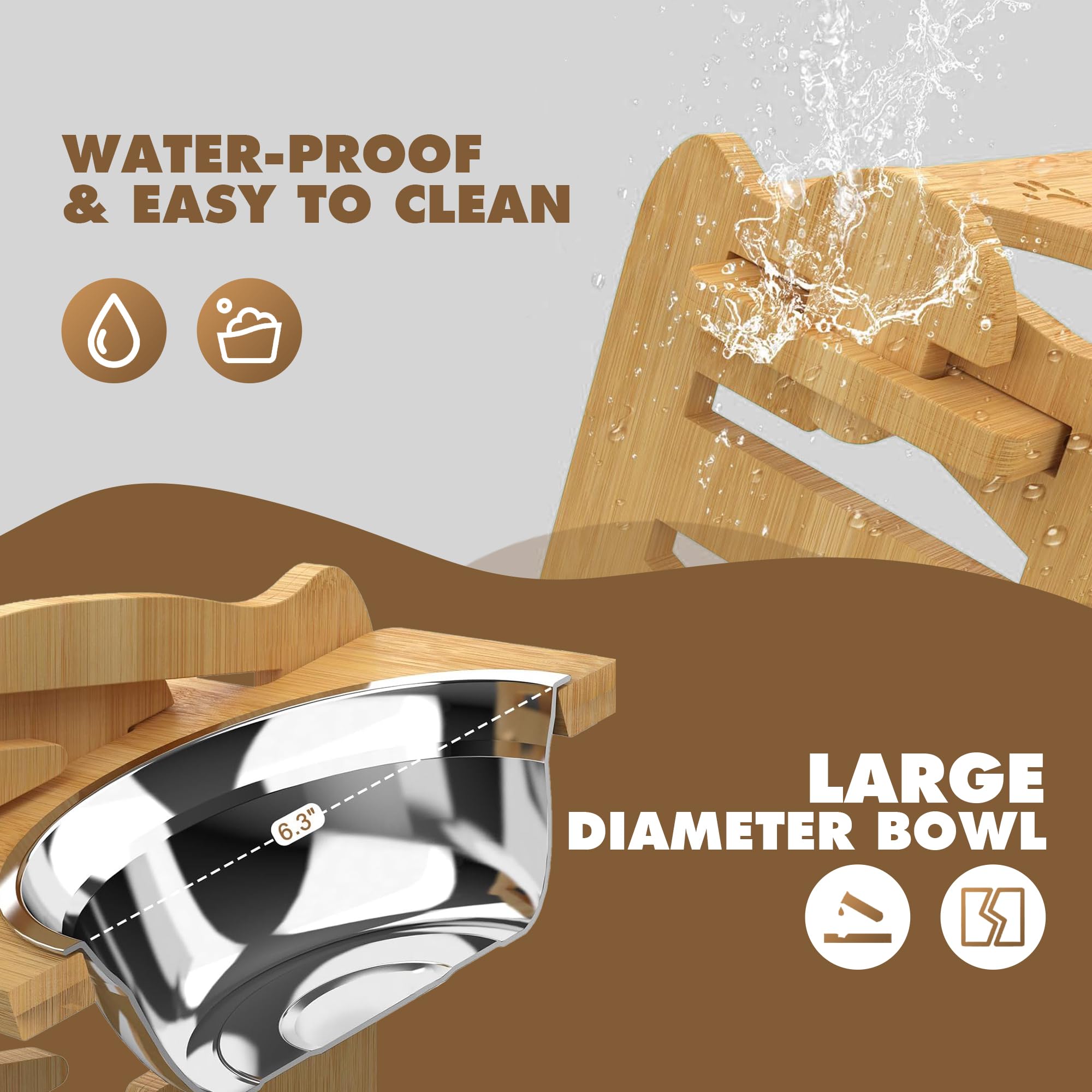 TIJITY Elevated Dog Bowls, Adjustable Raised Stand with 2 Stainless Steel Bowls photo 3