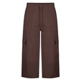 thumbnail image 4 of LEKODE Capris Beach Pants for Women Active Wear Soft Pants for Women Capris for Women with Pockets Womens Bottoms Cargo Pants Women Flowy Pants for Women Ladies Pants Coffee XL, 4 of 5