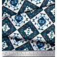 thumbnail image 2 of Soimoi White Silk Fabric Check & Geometric Print Fabric by the Yard 42 Inch Wide, 2 of 5