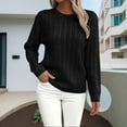 thumbnail image 2 of Holzkary Womens Lightweight Cable Knit Trendy Classic Pullover Sweaters Fall Outfits 2025 Fall Solid Round Neck Knit Long Sleeve Sweater Soft Business Casual Knit Jumper Top Black L, 2 of 6