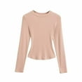 thumbnail image 4 of hotojiny Cute Tops for Women Slim Fit Long Sleeve T Shirts Fashion Solid Color Ruched Thermal Undershirts Going out Tights, 4 of 4