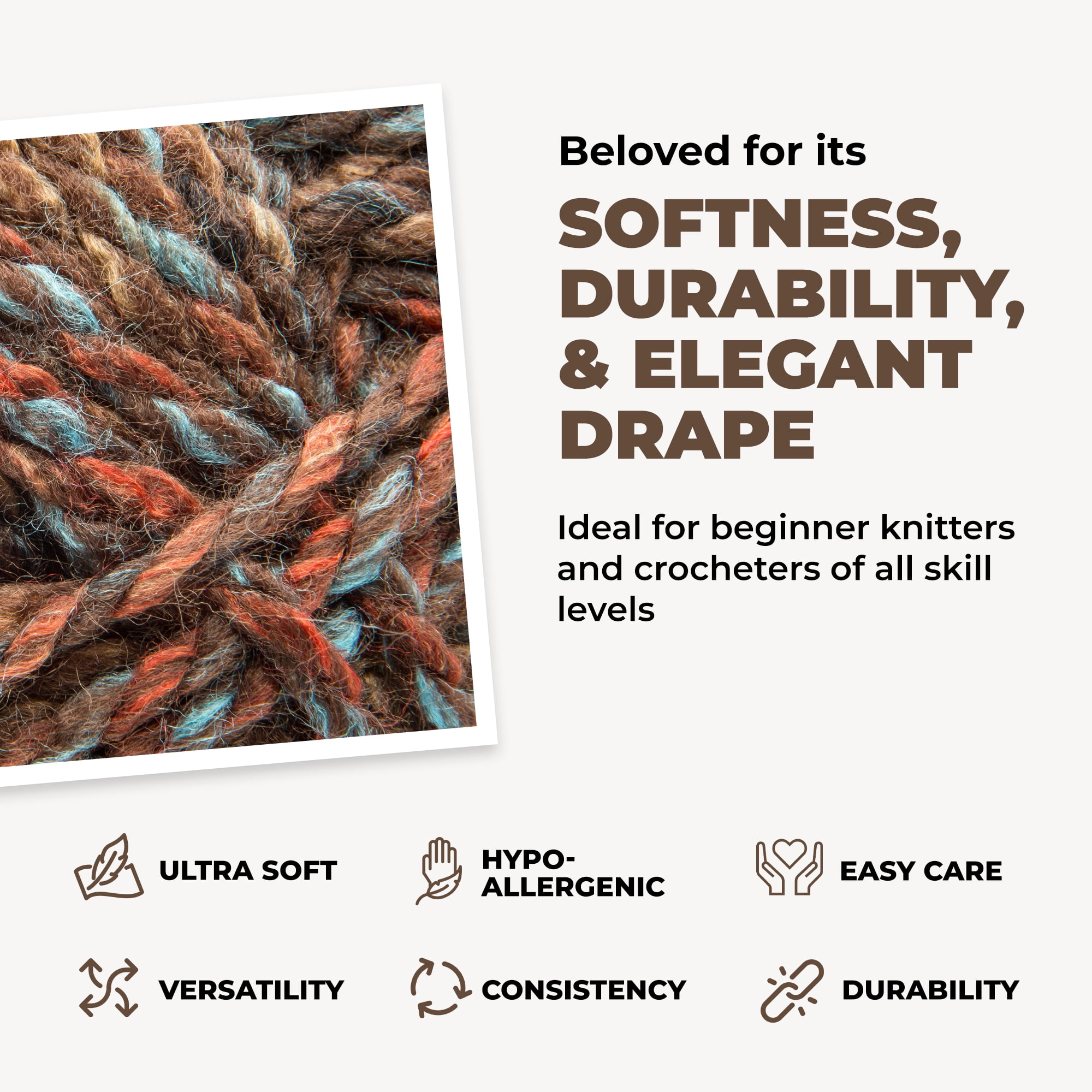Mary Maxim Marvelous Chunky Yarn 5 Weight Bulky Yarn Acrylic, 270 Yards Chocolate Mint