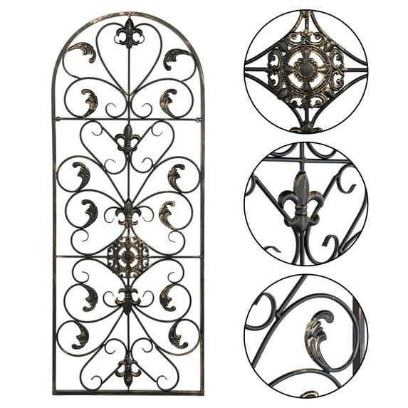 Metal Wall Decor, Retro Iron Wall Art, Victorian Style Wall Decor for Indoor Outdoor Use, Black