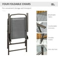 thumbnail image 6 of 6 Piece Patio Dining Set for 4 with Umbrella, Outdoor Table and Chairs Set with 4 Folding Chairs, Round Glass Table and 67" Dia Umbrella, for Garden, Backyard, Poolside, Gray, 6 of 9