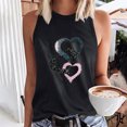 thumbnail image 2 of Jewelreauty Women Crew Neck Tank Tops Casual Sleeveless Cute Heart Print T-Shirts Summer Loose Lightweight Tee (M, E Black), 2 of 5