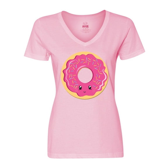 Inktastic Hot Pink Donut Women's V-Neck T-Shirt