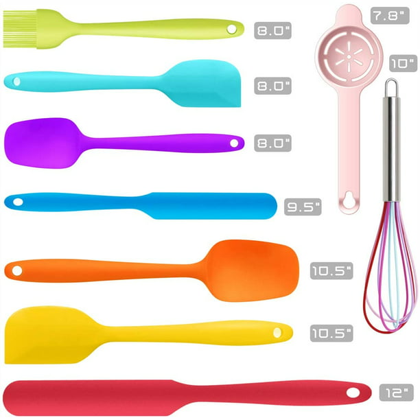 High Heat Resistant Silicone Scraper Spoon Commercial Spatula for Cooking,  Rubber Spatula Set of 2 (9.5'')