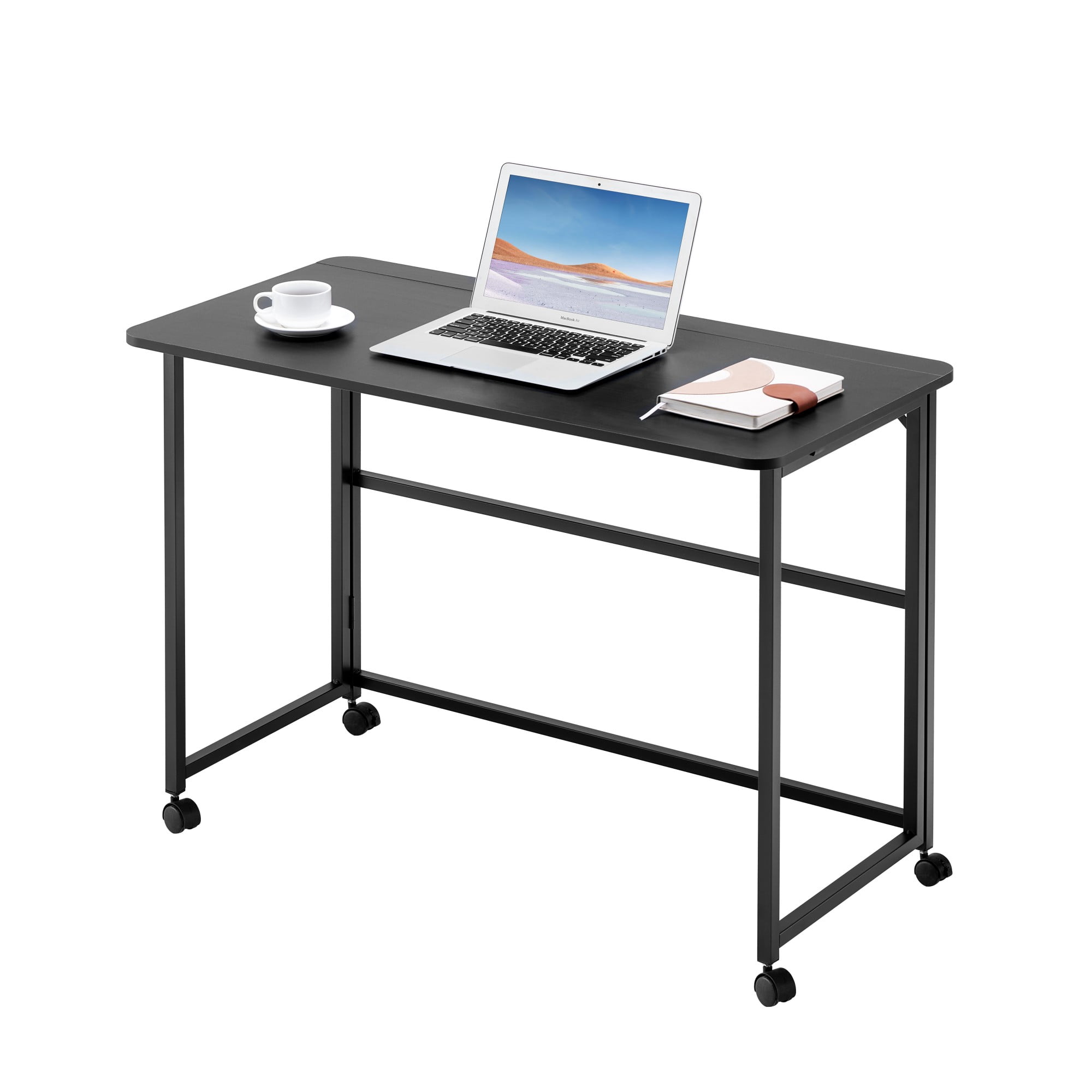 Folding Writing Desk Computer Desk for Small Space,39.37" Folding Desk for Study, Home Office,Small Spaces,black