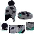thumbnail image 3 of Dinosaur Winter Baby Beanie Hat Glove Set Fleece Lined Kids Boys Hat Knit Pompom Bonnet for Toddler Boys, 3 of 7