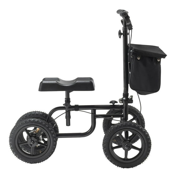 Folding Knee Scooter, Carbon Steel Steerable Knee Walker with Height-Adjustable Handlebar & Knee Pad, 12" All-Terrain Wheel, Dual Brakes, Leg Recovery Scooter for Injured Ankle Foot Knee, 350LBS