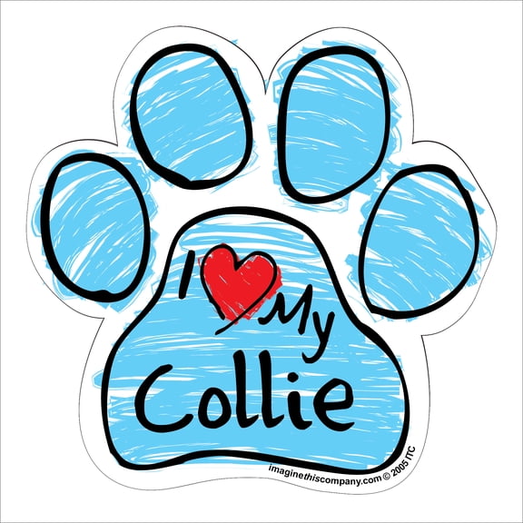 Collie Blue Scribble Paw Magnet