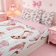 thumbnail image 3 of meiyoeat Western Cowgirls Boots Zipper Full Size Comforter Sets with Fitted Sheet and 2 Pillowcases For Girls,Pink Coquette Bow Zipper Bedding Set For Kids,Pink Reversible,4-Piece, 3 of 7
