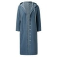 thumbnail image 3 of Dyfzdhu Long Denim Jacket for Women Plus Size Hooded Long Sleeve Jean Outerwear Trench Coat, 3 of 8