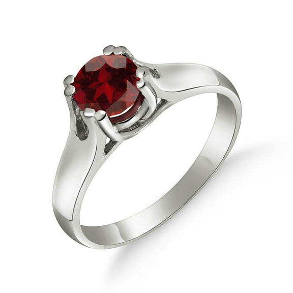 Galaxy Gold 14k White Gold Solitaire Ring w/ Natural Garnet - Size 5.5