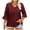 Wine, variant on Summer Akafmk 3/4 Sleeve Shirts for Women,Plus Size Summer Womens Casual Bell Sleeve T Shirts,Short Sleeved Solid Color Round Neck T-shirt Top