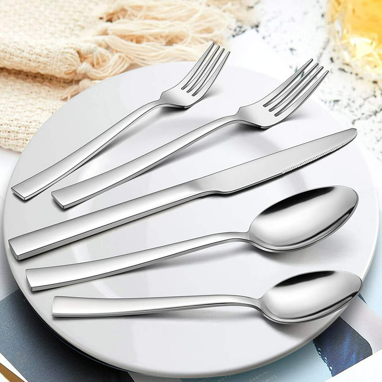 Walchoice 40 Piece Heavy Duty Stainless Steel Silverware Set, Elegant  Flatware Cutlery Set for 8, Metal Eating Tableware Includes  Forks/Spoons/Knives