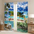thumbnail image 2 of Hawaii Beach Decor 30%-50% Blackout Curtains Patchwork Starfish Curtains & Drapes for Women Adults,Blue Ocean Curtains Conch Shell Tropical Sand Coconut Palm Beach Room Decor, 2 of 6