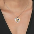 thumbnail image 3 of Two Tone Yellow Citrine Blue Created Sapphire Green Nano Emerald Created Moissanite `Forever in My Heart` Engraved Pendant Necklace for Women (1.46 cttw, Heart Shape 5MM, 18 inch Chain), 3 of 3